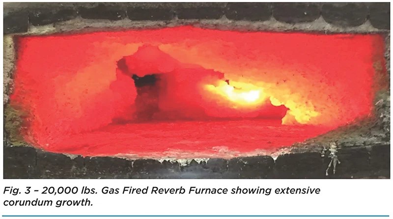 Corundum growth in reverb furnace
