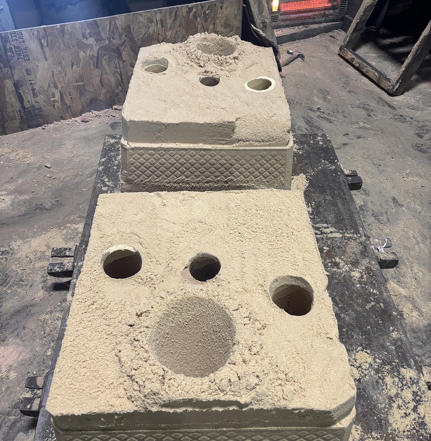Riser sleeves used in a sand casting production environment