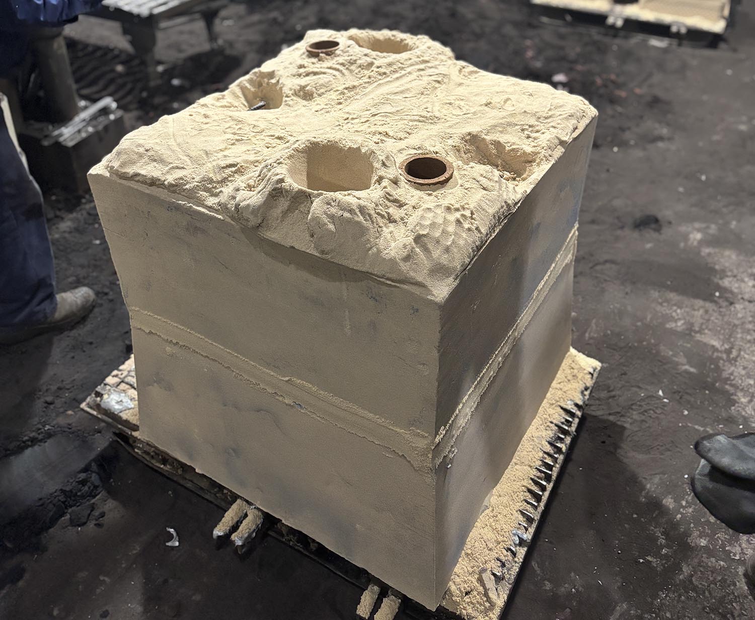 Foundry team and production equipment supporting sand casting operations